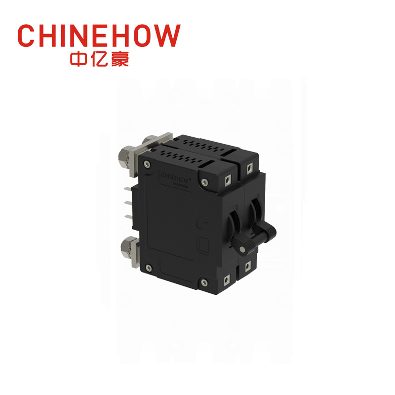 CVP-FR Hydraulic Magnetic Circuit Breaker Long Handle Actuator Per Pole with M6 Stud and Auxiliary Switch 2P 