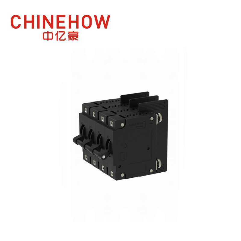CVP-FR Hydraulic Magnetic Circuit Breaker Long Handle Actuator Per Pole with M5 Screw and Terminal Barriers 4P 