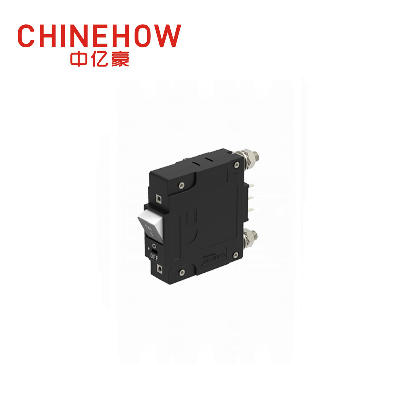 CVP-FR Hydraulic Magnetic Circuit Breaker Flat Rocker Actuator with Guard with M6 Stud and Auxiliary Switch 1P 