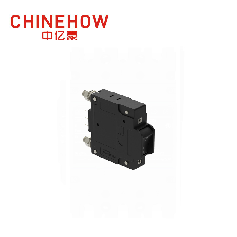 CVP-FR Hydraulic Magnetic Circuit Breaker Angle Rocker Actuator with Guard with M6 Stud and Auxiliary Switch 1P 