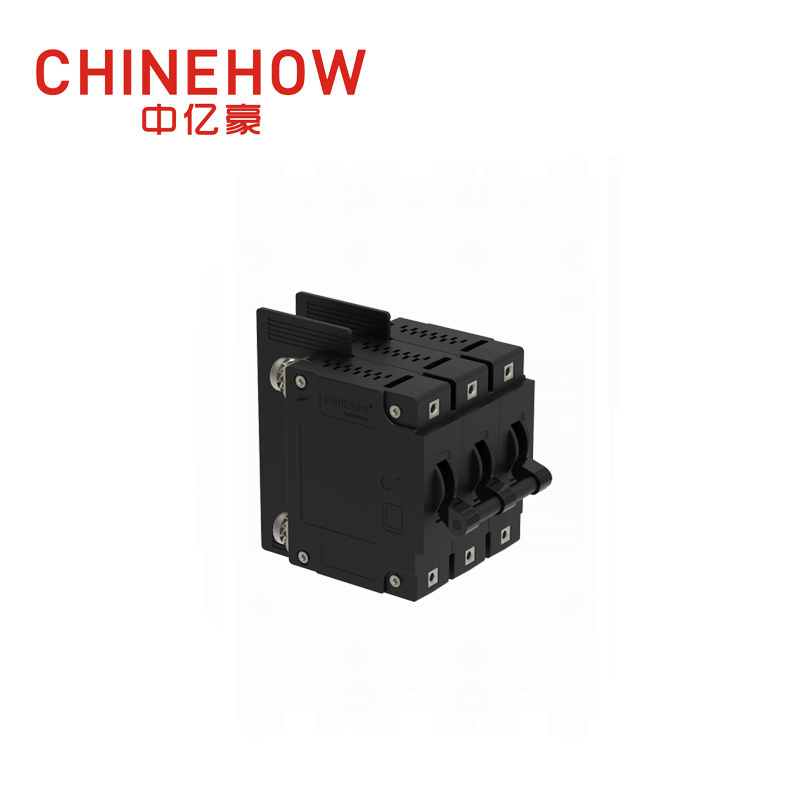 CVP-FR Hydraulic Magnetic Circuit Breaker Long Handle Actuator Per Pole with M5 Screw and Terminal Barriers 3P 