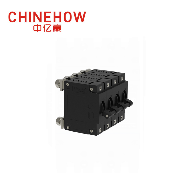 CVP-FR Hydraulic Magnetic Circuit Breaker Long Handle Actuator Per Pole with M6 Stud and Auxiliary Switch 4P 