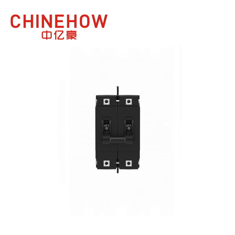 CVP-FR Hydraulic Magnetic Circuit Breaker Long Handle Actuator Per Pole with M6 Stud and Auxiliary Switch 2P 