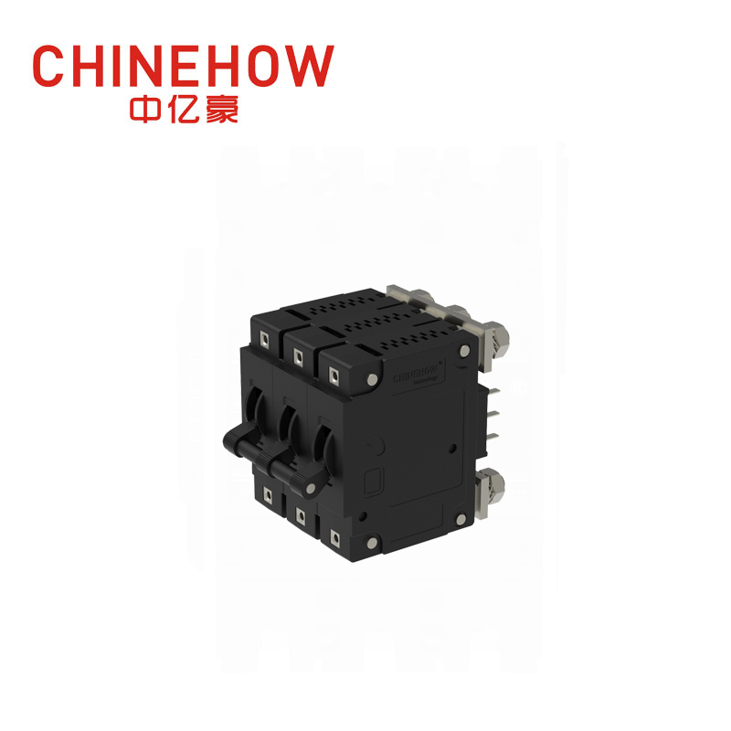 CVP-FR Hydraulic Magnetic Circuit Breaker Long Handle Actuator Per Unit with M6 Stud and Alarm Switch 3P 