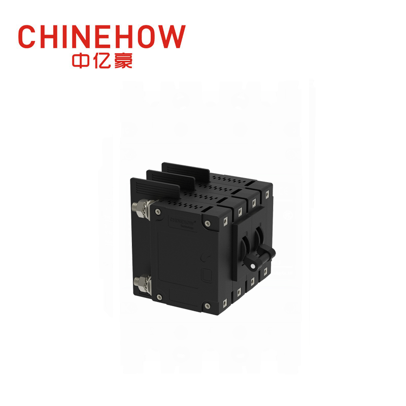 CVP-FR Hydraulic Magnetic Circuit Breaker Long Handle Actuator Per Unit with M6 Stud and Terminal Barriers 4P 