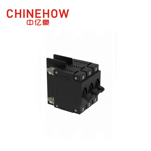 CVP-FR Hydraulic Magnetic Circuit Breaker Long Handle Actuator Per Pole with M6 Stud and Terminal Barriers 3P 