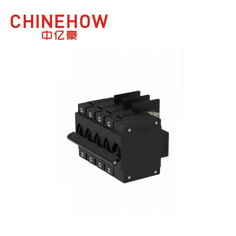 CVP-FR Hydraulic Magnetic Circuit Breaker Long Handle Actuator with M6 Stud and Terminal Barriers 4P + Remote Control 